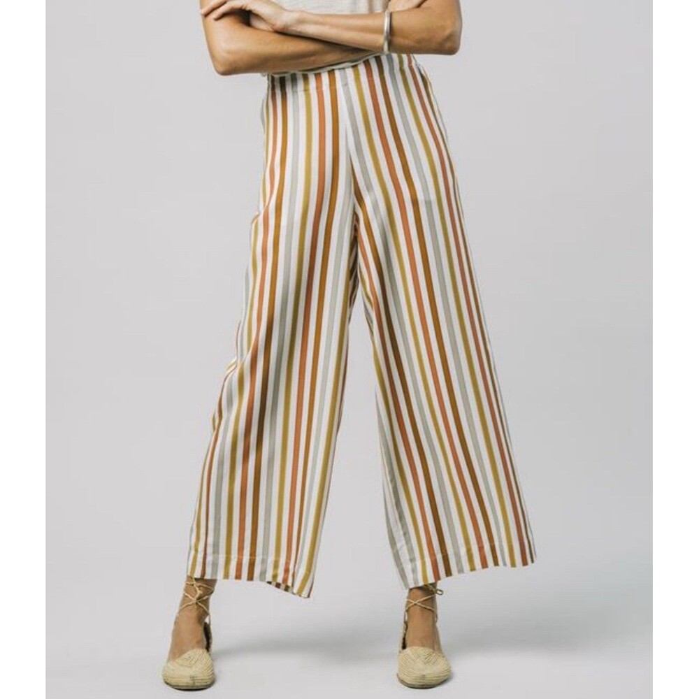 Brava Fabrics Pull-On Earthy Stripes Wide Leg Cropped Pants Women's EU Size 36